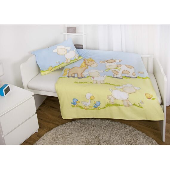 Herding Baby Best Kleinkinder-Bettwäsche-Set, Jana Bauernhof Tiere Wendemotiv, Bettbezug 100 x 135 cm, Kopfkissenbezug 40 x 60 cm, Baumwolle/Renforcé