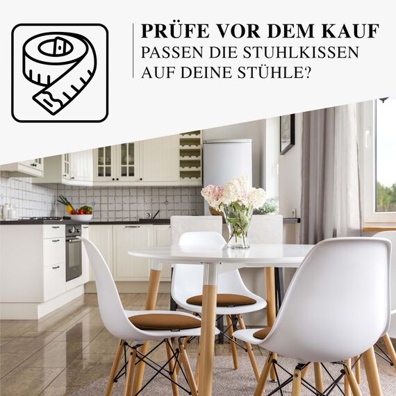 Ampara - 4er Set Stuhlkissen rund 33 cm - rutschfest & Gemütlich - Sitzkissen Filz rund | für Stuhl, Bank, Hocker etc. (Braun)