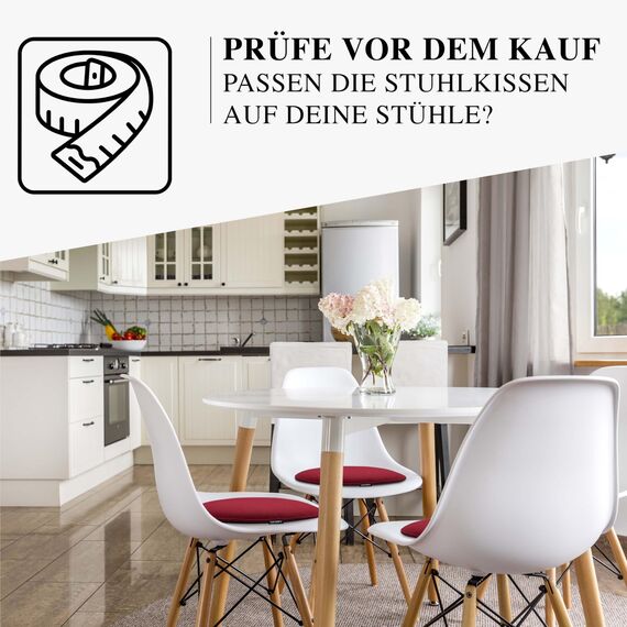 Ampara - 4er Set Stuhlkissen rund 33 cm - rutschfest & Gemütlich - Sitzkissen Filz rund | für Stuhl, Bank, Hocker etc. (Weinrot)