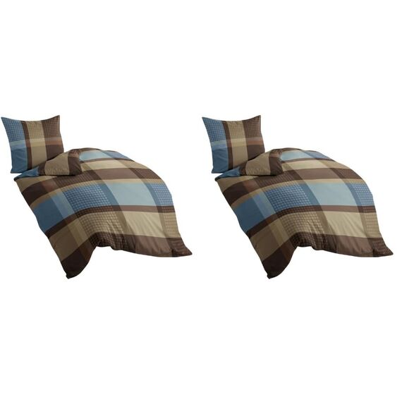 Bierbaum Bettwäsche 4942, Fein-Biber, Designed in Germany, Mokka 09, 135x200 cm + 80x80 cm (Packung mit 2)