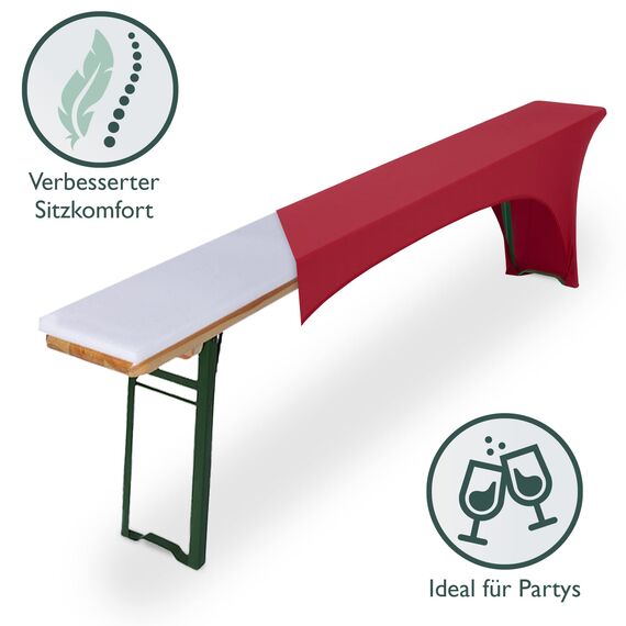 Beautissu 2er Set Bierbank Auflage 2x25x220cm – Schaumstoffpolster für Hussen – 2cm Bequeme, Dicke Auflage für Bierzeltgarnitur & Festzeltgarnitur - Outdoor Sitzpolster für Bierbank