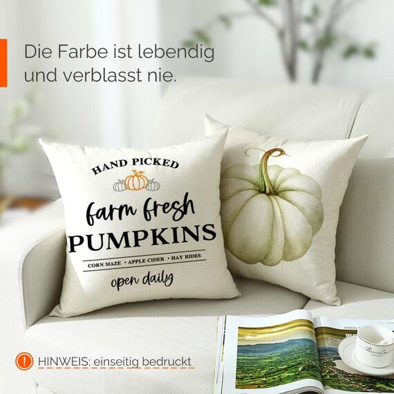 Cirzone Herbst Kissenbezug 45 x 45 cm 4er Set LKW Kürbis Hello Autumn Kurzer Plüsch Dekorative Kissen Herbst Dekoration für Home Sofa Schlafzimmer