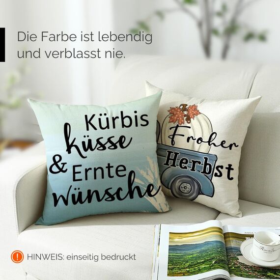 Cirzone Herbst Kissenbezug 45 x 45 cm 4er Set Hallo Kürbis Plüsch Dekorative Kissen Herbst Dekoration für Home Garten Sofa Schlafzimmer