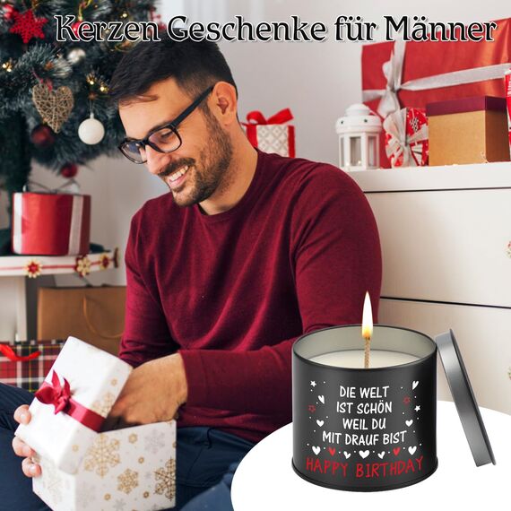 PRSTENLY Geburtstagsgeschenk für Männer Frauen, 9OZ Kerze aus Metall Geschenke für Mann Frau Papa Opa Bruder Sohn Freund zur 30 40 50 60 Geburstag