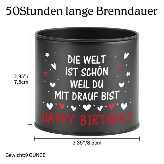 PRSTENLY Geburtstagsgeschenk für Männer Frauen, 9OZ Kerze aus Metall Geschenke für Mann Frau Papa Opa Bruder Sohn Freund zur 30 40 50 60 Geburstag