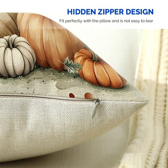 Cirzone Kissenbezug Herbst 45 x 45 cm 4er Set Hallo Kürbis Kissen Herbst Dekoration für Home Garten Sofa Schlafzimmer