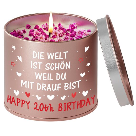 PRSTENLY 20 Geburtstag Frauen, Geburtstagsgeschenk für Frauen, Kerze aus Metall Geschenke zur Geburt für Frau Freundin Mama Schwester Tochter, Beste Freundin Geburtstag Geschenk