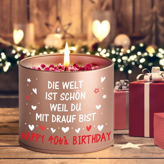PRSTENLY 40 Geburtstag Frauen, Geburtstagsgeschenk für Frauen, Kerze aus Metall Geschenke zur Geburt für Frau Freundin Mama Schwester Tochter, Beste Freundin Geburtstag Geschenk