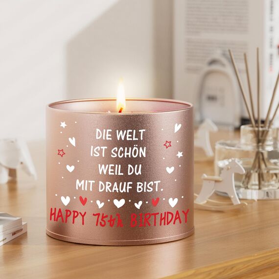PRSTENLY 75 Geburtstag Frau, Geburtstagsgeschenk für Frauen, 9OZ Lavendel Kerze aus Metall Geschenke zur Geburt für Frau Freundin Mama Schwester Tochter, Beste Freundin Geburtstag Geschenk