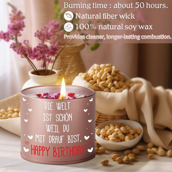 PRSTENLY Geburtstagsgeschenk für Frauen, Kerze aus Metall Geschenke zur Geburt für Frau Freundin Mama Schwester Tochter, Beste Freundin Geburtstag Geschenk