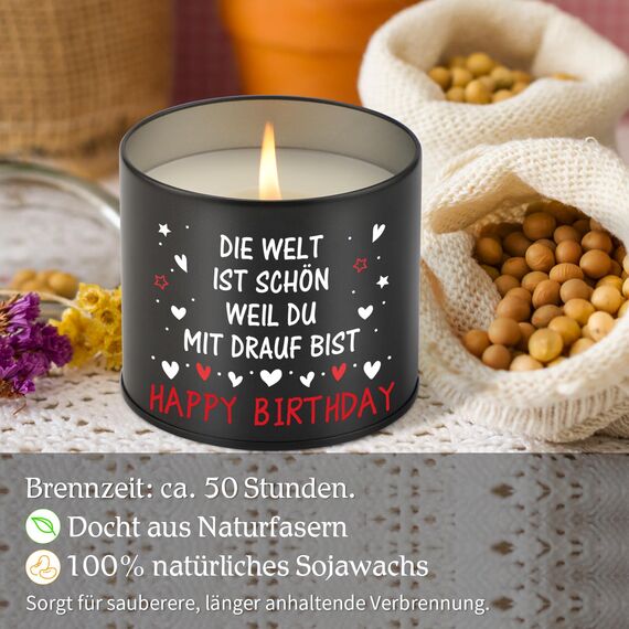 PRSTENLY Geburtstagsgeschenk für Männer Frauen, 9OZ Kerze aus Metall Geschenke für Mann Frau Papa Opa Bruder Sohn Freund zur 30 40 50 60 Geburstag