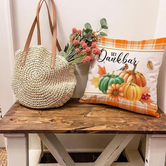 Cirzone Herbst Kissenbezug 45 x 45 cm 4er Set Hallo Dekorative Kissen Herbst Dekoration für Home Garten Sofa Schlafzimmer
