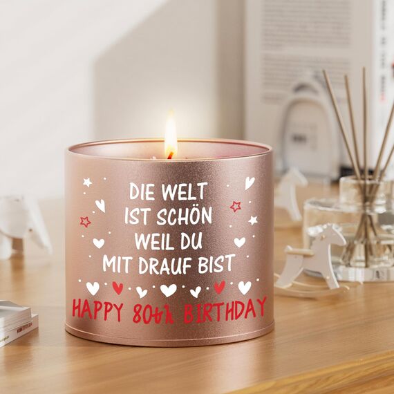 PRSTENLY 80 Geburtstag Frau, Geburtstagsgeschenk für Frauen, Kerze aus Metall Geschenke zur Geburt für Frau Freundin Mama Schwester Tochter, Beste Freundin Geburtstag Geschenk