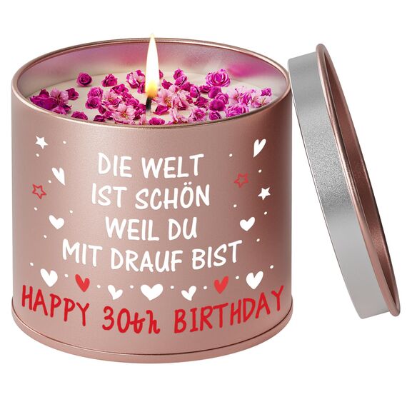 PRSTENLY 30 Geburtstag Frauen, Geburtstagsgeschenk für Frauen, Kerze aus Metall Geschenke zur Geburt für Frau Freundin Mama Schwester Tochter, Beste Freundin Geburtstag Geschenk