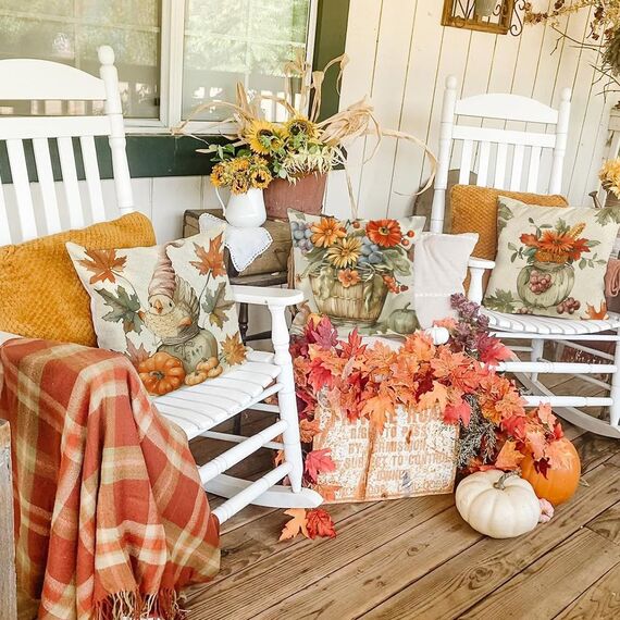 Cirzone Kissenbezug Herbst 45 x 45 cm 4er Set Kürbis Ahornblatt Kind Kissen Herbst Dekoration für Home Garten Sofa Schlafzimmer