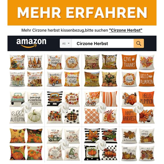 Cirzone Herbst Kissenbezug 45 x 45 cm 4er Set LKW Kürbis Hello Autumn Kurzer Plüsch Dekorative Kissen Herbst Dekoration für Home Sofa Schlafzimmer