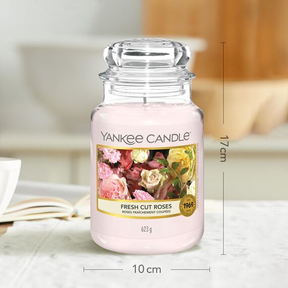 Yankee Candle Duftkerze im Glas (groß) | Fresh Cut Roses | Kerze mit langer Brenndauer bis zu 150 Stunden | Perfekte Geschenke für Frauen