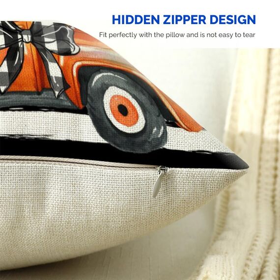 Cirzone Herbst Kissenbezug 45 x 45 cm 4er Set Hallo Kürbis Dekorative Kissen Herbst Dekoration für Home Garten Sofa Schlafzimmer