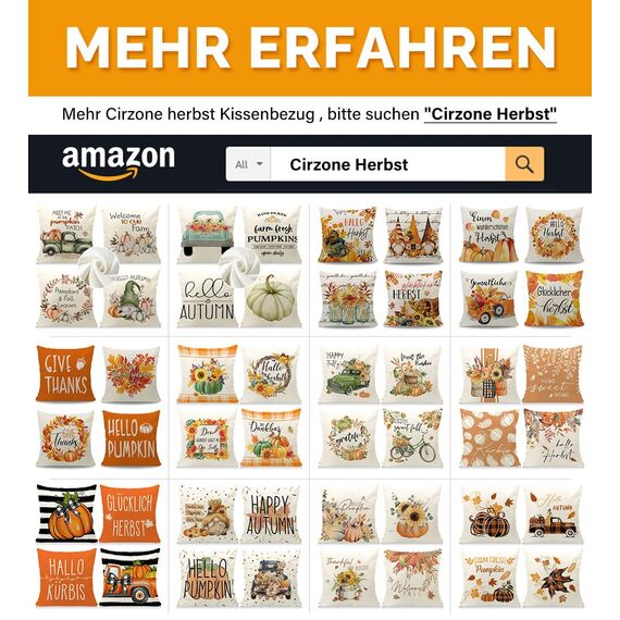 Cirzone Herbst Kissenbezug 45 x 45 cm 4er Set Kürbis Ahornblatt Dekorative Kissen Herbst Dekoration für Home Garten Sofa Schlafzimmer
