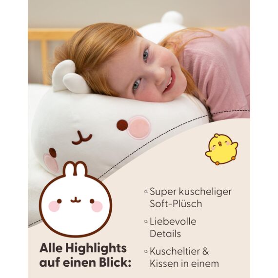 NICI Molang Kuschelfreund 24x23x56cm - Niedliches Stofftier zum Kuscheln und Spielen, Molang Plüschtier für Schmusetierliebhaber - 61171, Weiß