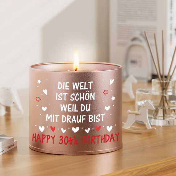 PRSTENLY 30 Geburtstag Frauen, Geburtstagsgeschenk für Frauen, Kerze aus Metall Geschenke zur Geburt für Frau Freundin Mama Schwester Tochter, Beste Freundin Geburtstag Geschenk