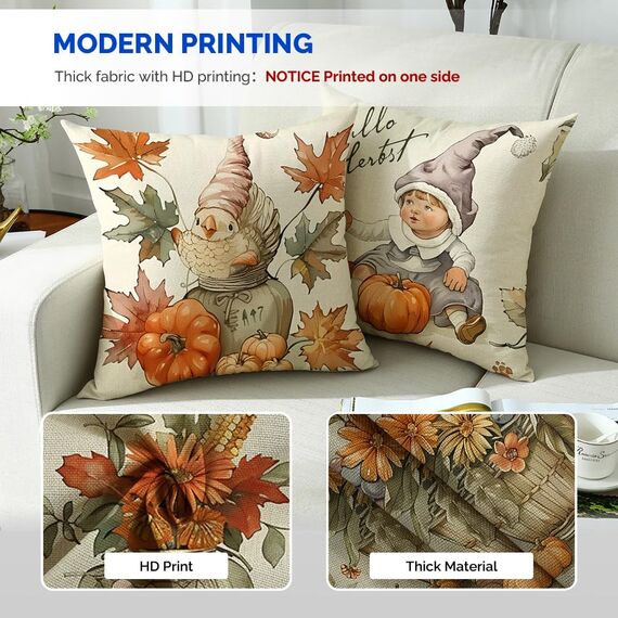 Cirzone Kissenbezug Herbst 45 x 45 cm 4er Set Kürbis Ahornblatt Kind Kissen Herbst Dekoration für Home Garten Sofa Schlafzimmer