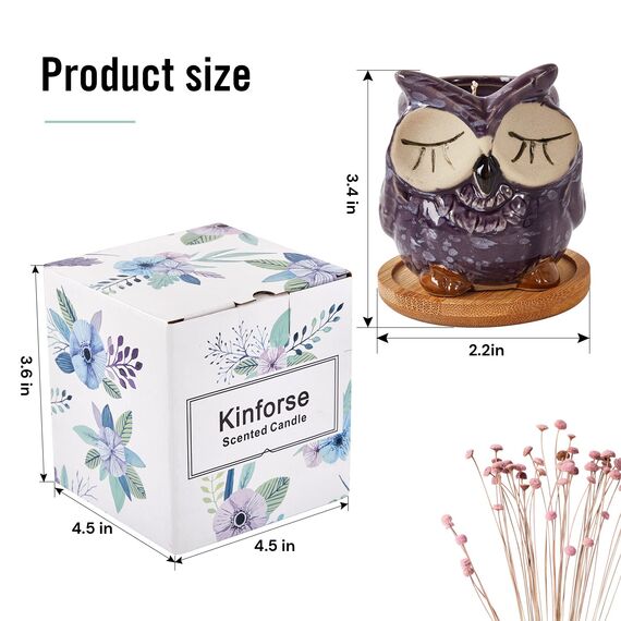 Kinforse Duftkerzen Geschenke für Frauen – Romantisches Geburtstagsgeschenk für Frauen mit Eulen-Design | Lavendel Duftkerze, Kleine Geschenke für Frau & Dekorationsideen