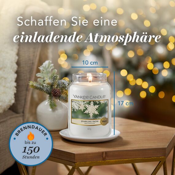 Yankee Candle Duftkerze im Glas (groß) | Sparkling Snow | Kerze mit langer Brenndauer bis zu 150 Stunden | Perfekte Weihnachtsgeschenke für Frauen