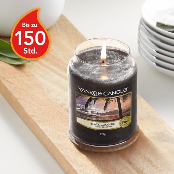 Yankee Candle Duftkerze im Glas (groß) | Black Coconut | Kerze mit langer Brenndauer bis zu 150 Stunden | Perfekte Geschenke für Frauen