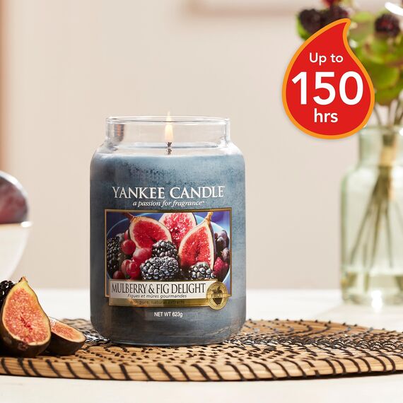 Yankee Candle Duftkerze im Glas (groß) | Mulberry & Fig Delight | Kerze mit langer Brenndauer bis zu 150 Stunden | Perfekte Geschenke für Frauen