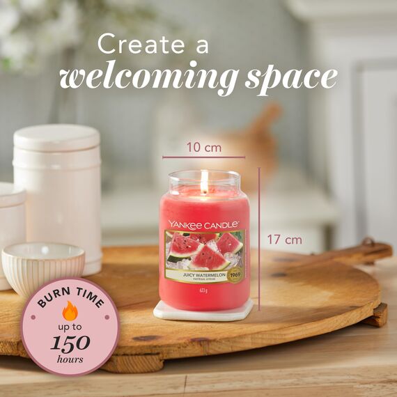 Yankee Candle Duftkerze im Glas (groß) | Juicy Watermelon | Kerze mit langer Brenndauer bis zu 150 Stunden | Perfekte Geschenke für Frauen