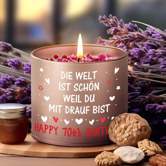 PRSTENLY 70 Geburtstag Frau, Geburtstagsgeschenk für Frauen, Kerze aus Metall Geschenke zur Geburt für Frau Freundin Mama Schwester Tochter, Beste Freundin Geburtstag Geschenk