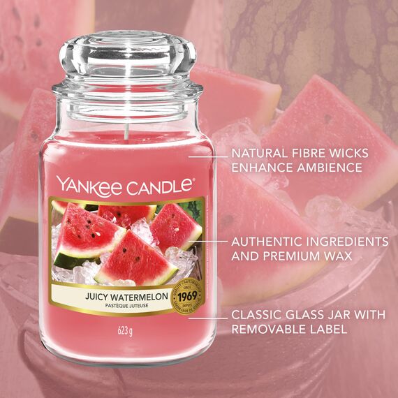 Yankee Candle Duftkerze im Glas (groß) | Juicy Watermelon | Kerze mit langer Brenndauer bis zu 150 Stunden | Perfekte Geschenke für Frauen