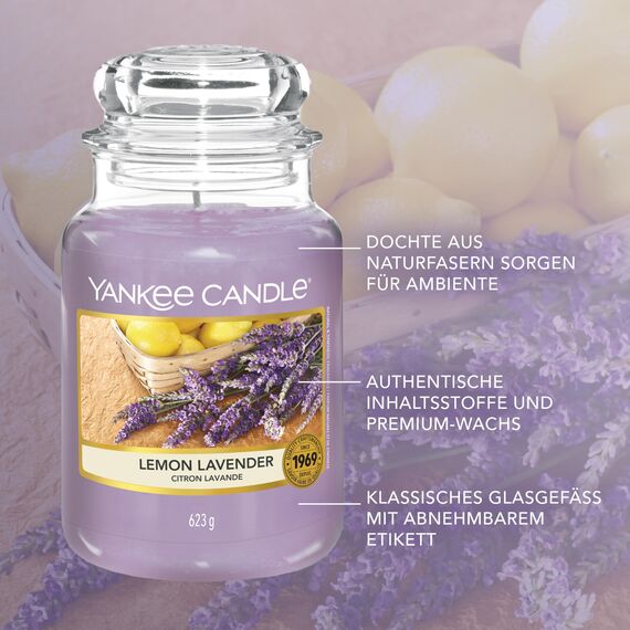 Yankee Candle große Duftkerze im Glas | lemon Lavender | Kerze mit langer Brenndauer bis zu 150 Stunden | Perfekte Geschenke für Frauen