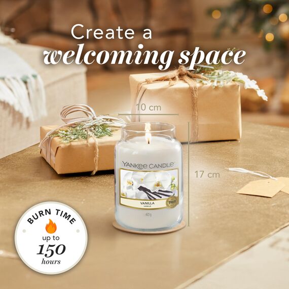 Yankee Candle Duftkerze im Glas (groß) | Vanilla | Kerze mit langer Brenndauer bis zu 150 Stunden | Perfekte Geschenke für Frauen