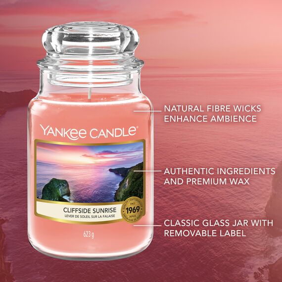 Yankee Candle Duftkerze im Glas (groß) | Cliffside Sunrise | Kerze mit langer Brenndauer bis zu 150 Stunden | Perfekte Geschenke für Frauen