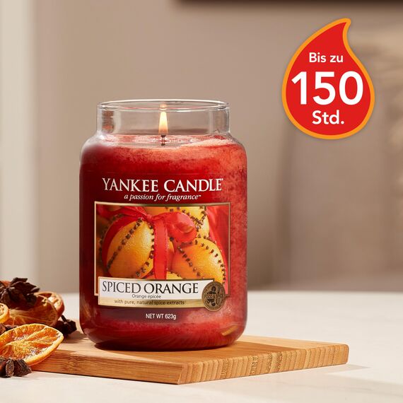 Yankee Candle Duftkerze im Glas (groß) | Spiced Orange | Brenndauer bis zu 150 Stunden