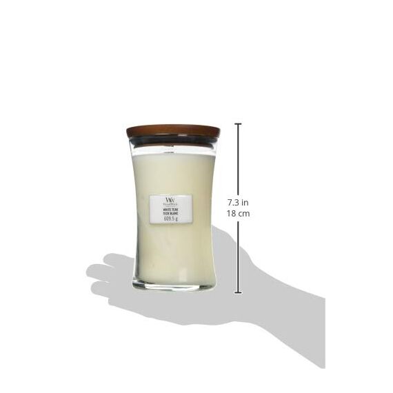 WoodWick Große Hourglass Duftkerze | White Teak | mit knisterndem Docht | Brenndauer: bis zu 130 Stunden