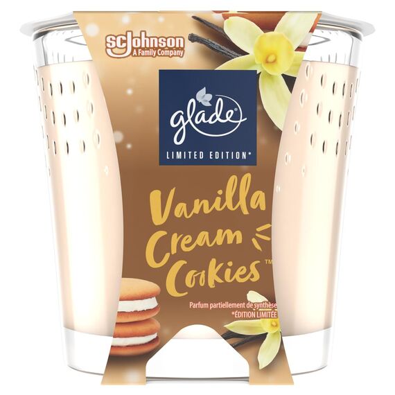 Glade Duft-Kerze im Glas Vanilla Cream Cookies, bis zu 27 Stunden Brenndauer, 6er Pack (6x112g)
