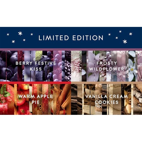 Glade (Brise) Geschenkset mit 4 Kerzen Duftkerzen im Glas 4er Set (4x112g) mit je einer Kerze pro Winterduft (Warm Apple Pie/Berry Festive Kiss/Vanilla Cream Cookies/Frosty Wildflowers), (4x112g)