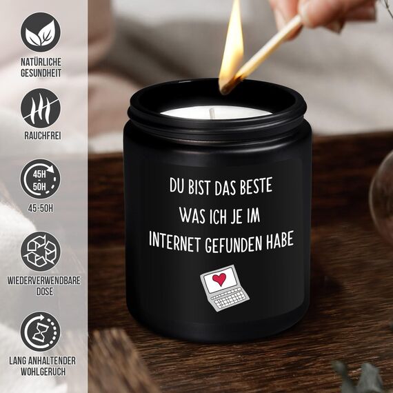 Coldbling Valentinstag Jahrestag Geschenk für Ihn - Sandelholz Duftkerze Liebes Geschenke Männer Frauen Freund Freundin Weihnachten Geburtstag Liebesgeschenk Valentinstagsgeschenk für Sie Ihn