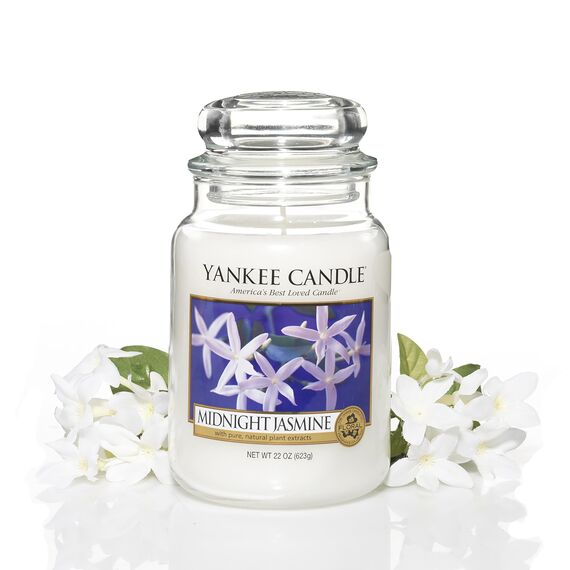 Yankee Candle Duftkerze im Glas (groß) | Midnight Jasmine | Kerze mit langer Brenndauer bis zu 150 Stunden | Perfekte Geschenke für Frauen