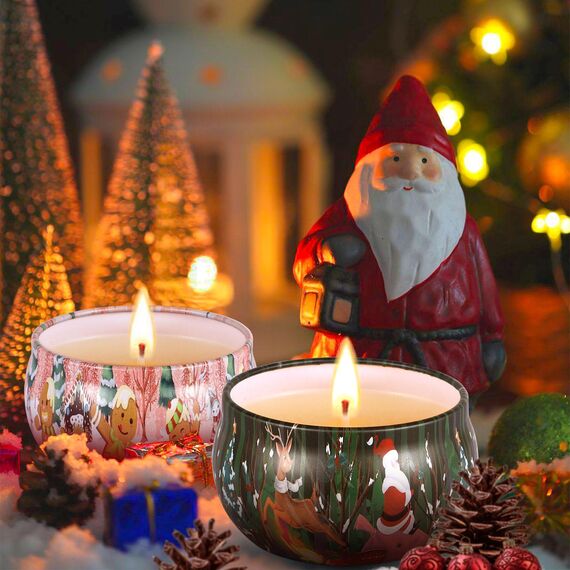 ZHHGOO Duftkerze Set,Christmas Scented Candle Set,Natürliches Sojawachs Kerzen Set,Aromatherapie Kerzen Weihnachtskerzen-Set Aroma Kerzen für Stressabbau,Weihnachten,Geburtstag (12 Stück)