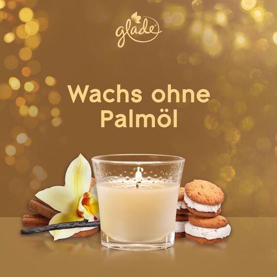 Glade Duft-Kerze im Glas Vanilla Cream Cookies, bis zu 27 Stunden Brenndauer, 6er Pack (6x112g)