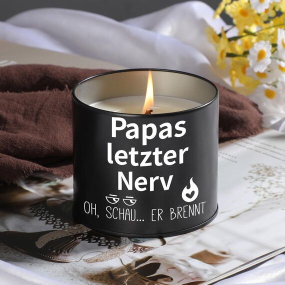 PRSTENLY Papa Geschenk Geburtstag, 9OZ Kerze Geschenke für Bester Papa Weihnachten Vatertag, Geburtstagsgeschenk für Papa Vater von Kindern, Papas Letzter Nerv
