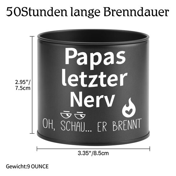 PRSTENLY Papa Geschenk Geburtstag, 9OZ Kerze Geschenke für Bester Papa Weihnachten Vatertag, Geburtstagsgeschenk für Papa Vater von Kindern, Papas Letzter Nerv