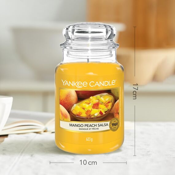 Yankee Candle Duftkerze im Glas (groß) | Mango Peach Salsa | Brenndauer bis zu 150 Stunden | Perfekte Geschenke für Frauen