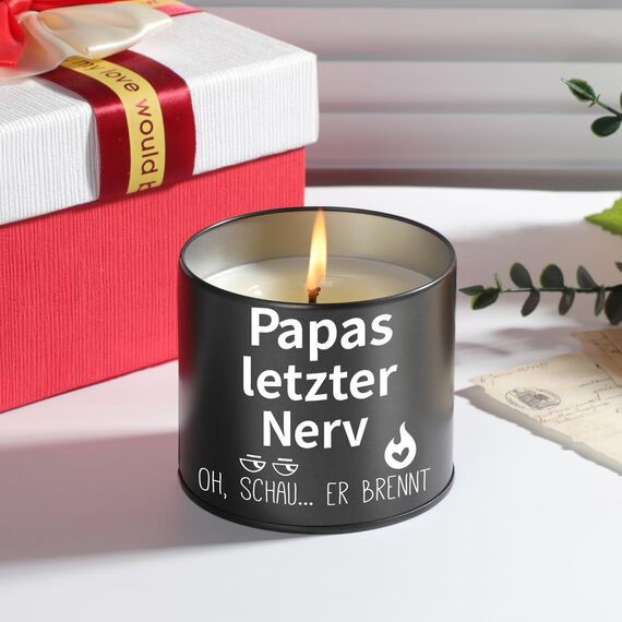 PRSTENLY Papa Geschenk Geburtstag, 9OZ Kerze Geschenke für Bester Papa Weihnachten Vatertag, Geburtstagsgeschenk für Papa Vater von Kindern, Papas Letzter Nerv