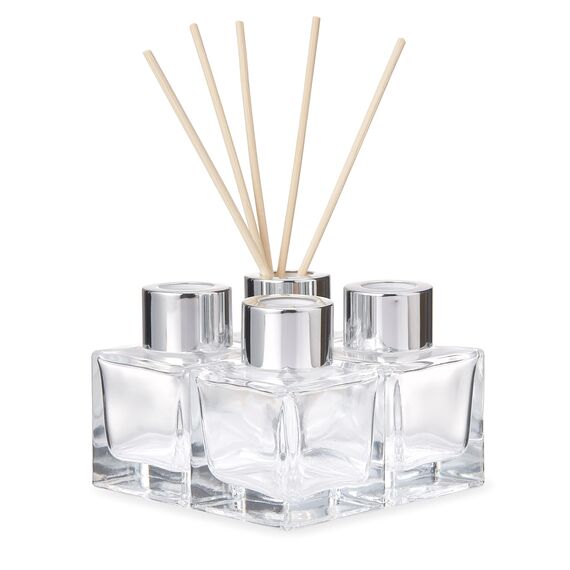 MATANA 10 Elegante Leere Glasdiffusorflaschen mit Kappen & 40 Duftstäbchen - Ätherische Öle, Deko, Raumduft - 50ml Glasdiffusorflaschen, Leer Diffuser Glas mit Duftstäbchen