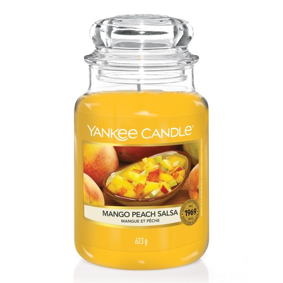 Yankee Candle Duftkerze im Glas (groß) | Mango Peach Salsa | Brenndauer bis zu 150 Stunden | Perfekte Geschenke für Frauen